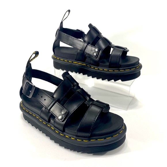 NEW DR MARTENS TERRY LEATHER STRAP SANDALS - Picture 10 of 15